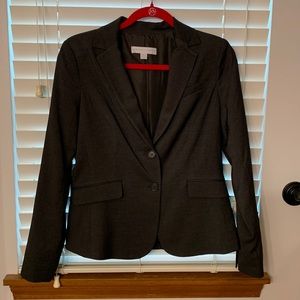 Black pinstripe suit jacket